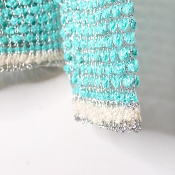 NWT Leshop Y2K Retro Style Turquoise Knit Cardigan Size S - Picture 13 of 13